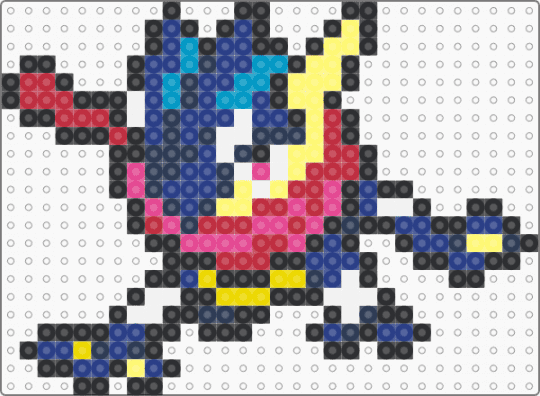 Greninja - purple,blue,yellow,red