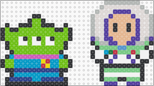 Buzz Lightyear + Alien - beige, green, light blue, purple