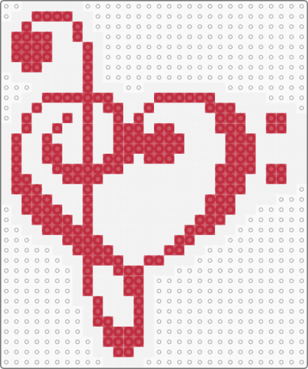 Music Note Heart - white,red