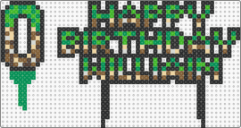 Minecraft bday - happy birthday,minecraft,sign,party,text,green,tan