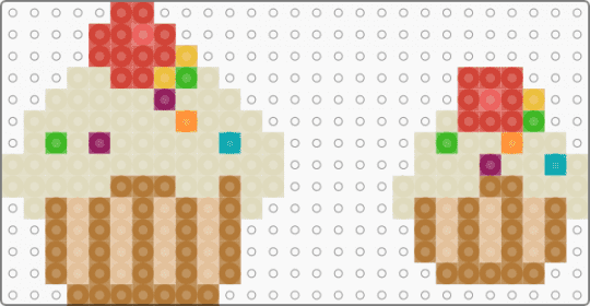small cupcake - tan,beige,red