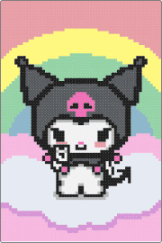 Kuromi - kuromi,sanrio,cloud,rainbow,pastel,colorful,panel,pink,white,black