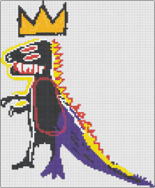 Basquiat Dinosaur - dinosaur,jean michel basquiat,art,crown,painting,yellow,black,purple