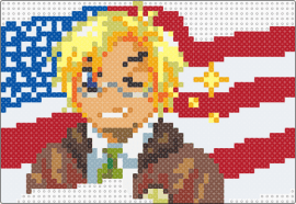 alfred f jones hetalia - alfred f jones,hetalia,portrait,america,flag,manga,anime,comic,character,blonde,red,white,blue,yellow,brown