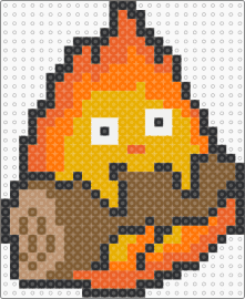 Calcifer - calcifer,howls moving castle,ghibli,log,fire,character,anime,movie,orange,brown