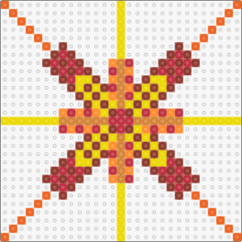 idkm - fiery,geometric,cross,orange,yellow,red