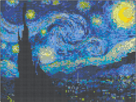 Starry Night Midi Beads - starry night,van gogh,painting,art,classic,tapestry,panel,blue,black