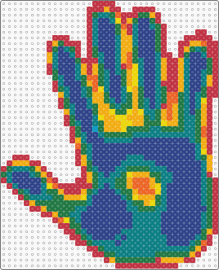 Thermal Handprint (SuperBoard) - hand,heatmap,colorful,blue,teal,yellow