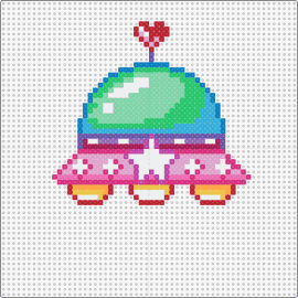 Cute UFO - ufo,space,alien,colorful,pink,green,whimsical,heart,playful