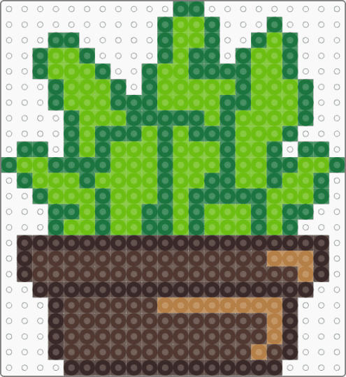 Potted plant - green,brown,plant,perler