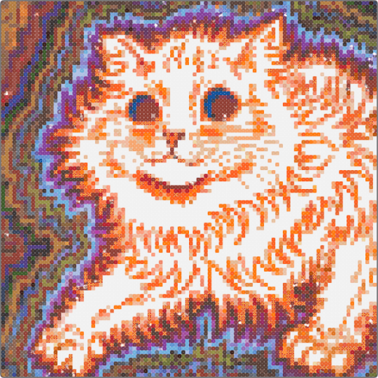 Louis Wain kaleidoscope cat pattern : ) - pink,orange,beige,colorful,cotdartexhibition,louiswain,kaleidoscopecat