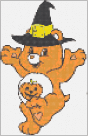 Halloween carebear - care bear,halloween,pumpkin,witch,spooky,festive,cheerful,chilling,orange