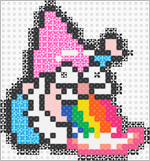 Trippy Gravity Falls Gnome - beige, black, cartoon, colorful, edm, gnome, gravity falls, light blue, pink, rave, trippy, tv show