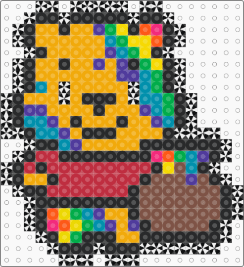 Trippy Winnie the Pooh - black, character, edm, orange, psychedelic, red, tan, trippy, winnie the pooh