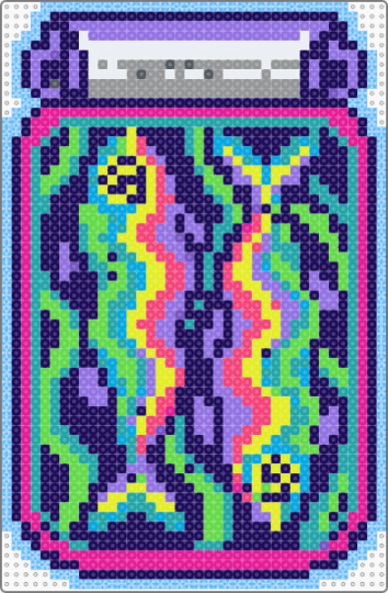 Trippy Sardines - colorful, cotdseafood, fish, light blue, pink, purple, sardine, teal, tin fish, trippy