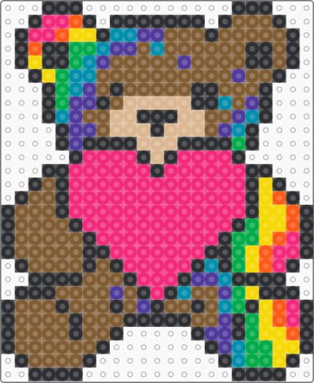 Trippy Teddy Bear with Heart - bear, cute, edm, heart, pink, plur, rave, tan, teddy bear, trippy