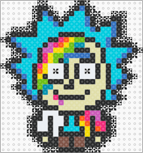 Trippy Rick - black, blue, cartoon, character, colorful, light blue, rainbow, rave, rick and morty, rick sanchez, trippy, yellow