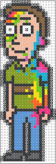 Trippy Jerry - beige, black, cartoon, character, gold, jerry, light blue, rick and morty, rick sanchez