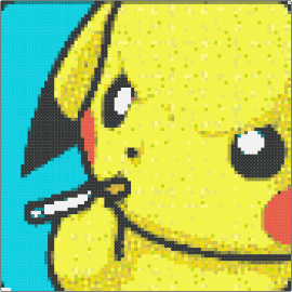 picka 3x3 - pikachu,cigarette,pokemon,panel,portrait,gaming,smoking,yellow,teal