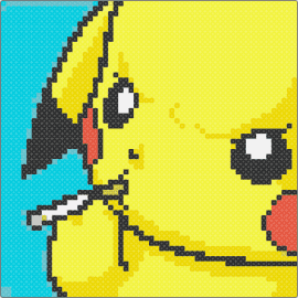 pika bewerkt - pikachu,cigarette,pokemon,panel,portrait,gaming,smoking,yellow,teal