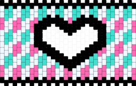 Heart - checkered,heart,love,cuff,teal,pink,white