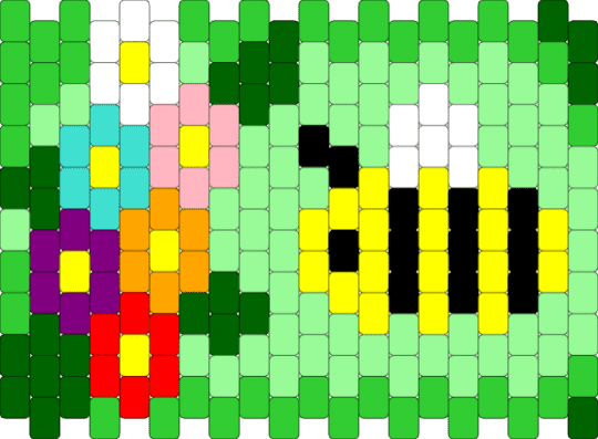 Bee and Flowers - green,teal,yellow,panel