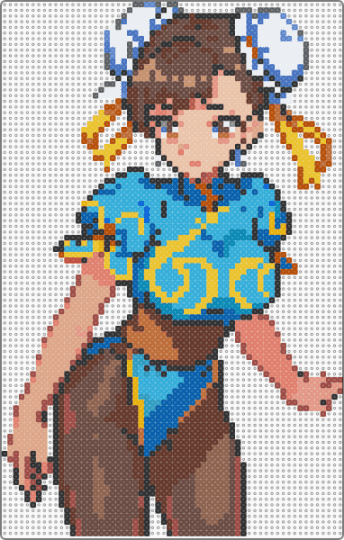 Defined Chun-Li - brown,blue,beige,light blue