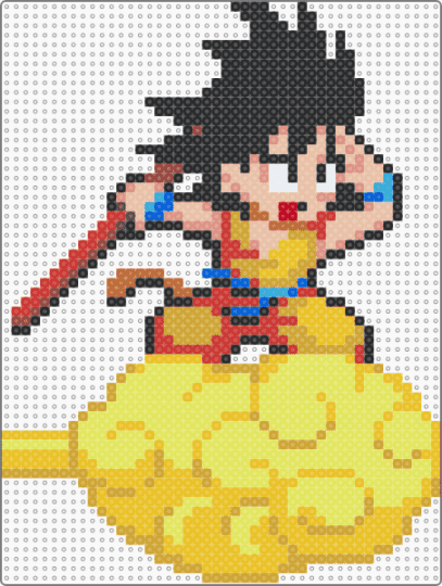 Goku on his flying cloud - orange,yellow,beige