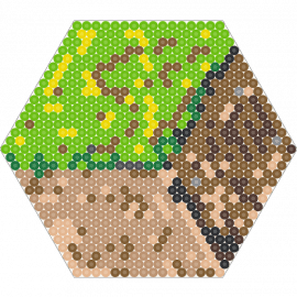 mine craft block - minecraft,block,grass,dirt,hexagon,video game,brown,tan,green