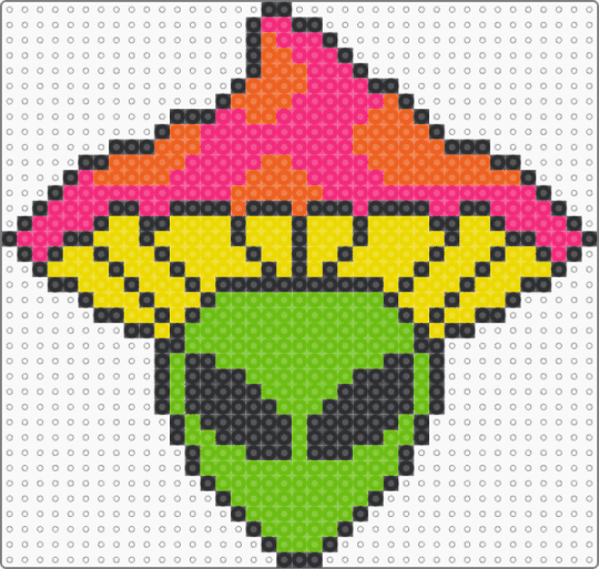 Lsdream mushroom hat alien - green,yellow,pink