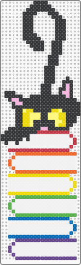 Front Black cat Bookmark W/Books - white,yellow,green,purple,colorful