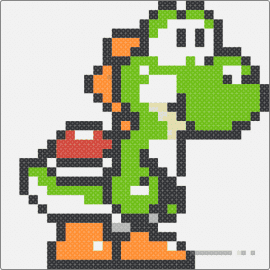 Green Yoshi - yoshi,mario,nintendo,video game,dinosaur,reptile,character,green,orange