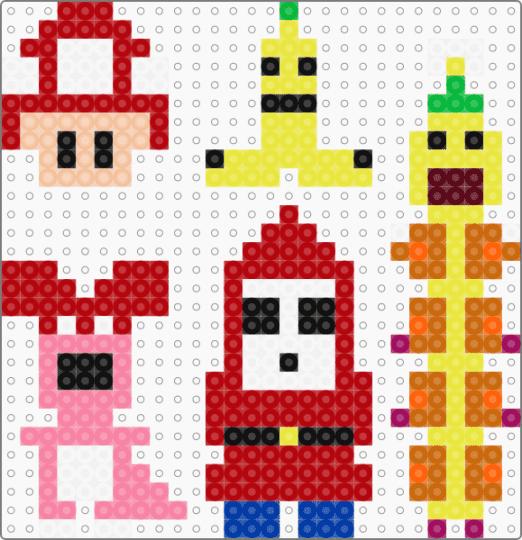 Extra mario bits - pink,red,yellow,orange