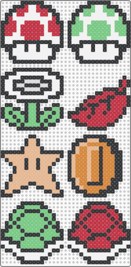 SMB3 Items - red,teal