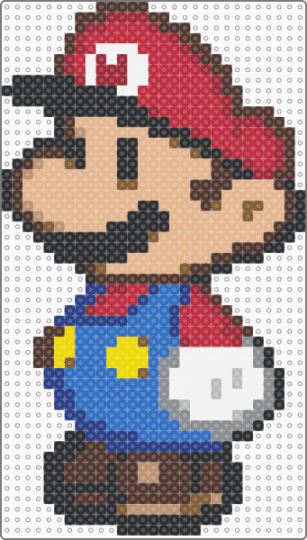N64- Paper Mario Idle - beige,brown,blue,red