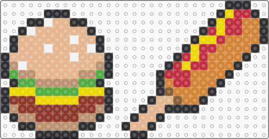 Burger and Corn Dog - beige,red,orange