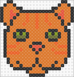 Orange tabby cat green eyes perler - orange