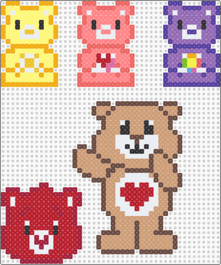 Care bears - red,brown,beige