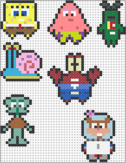 SPONGEBOB AND FRIENDS - green,red,pink,light blue,colorful