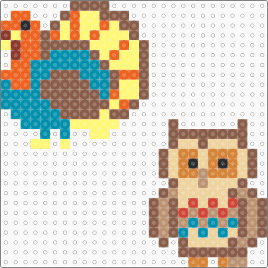 TURKEY & OWL - orange,tan,teal,beige