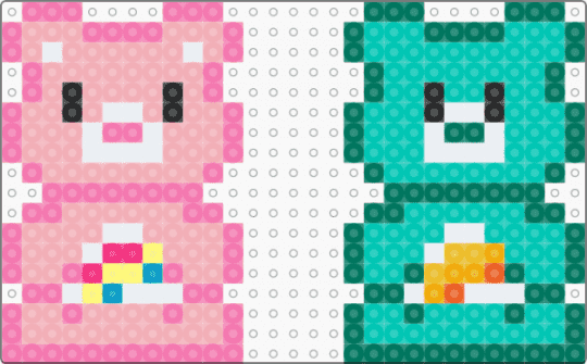 Small care bears - pink,beige,teal