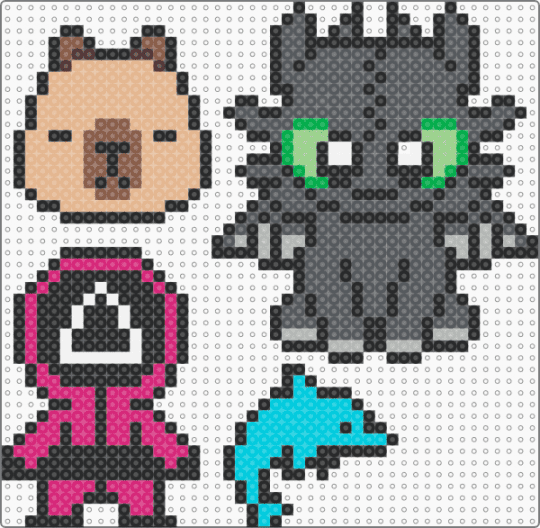 variospixel art - black,gray,beige,pink
