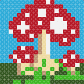 Mushroom 4 - red,light blue,mushroom