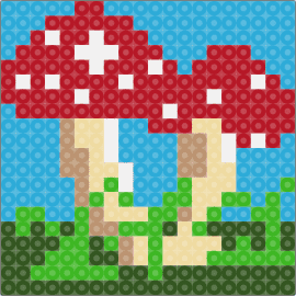 Mushroom 5 - light blue,red,mushroom