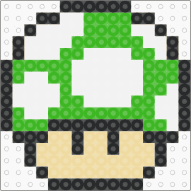 Green Mario Mushroom - beige,green,mushroom,mario,perler,kandi,pattern