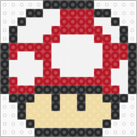 Red Mario Mushroom - beige,red,mushroom,mario,perler,pattern,kandi