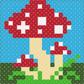 Mushroom 2 - red,light blue,mushroom