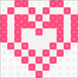 Pink & White Retro Heart - red,white,heart,pink,retro,perler,kandi,pattern