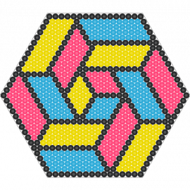 Geometric Hexagon - yellow,red,light blue