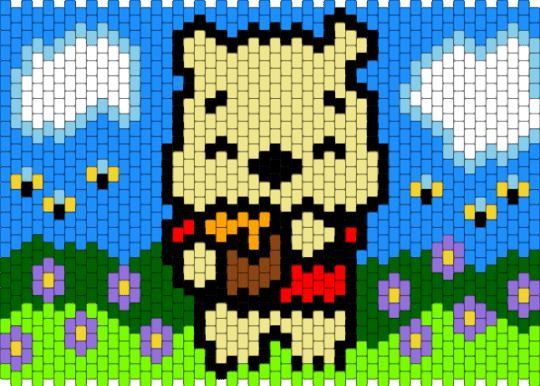 Pooh pattern - green,yellow,light blue